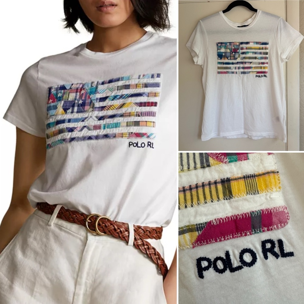 Polo Ralph Lauren Madras Patchwork Flag Tee